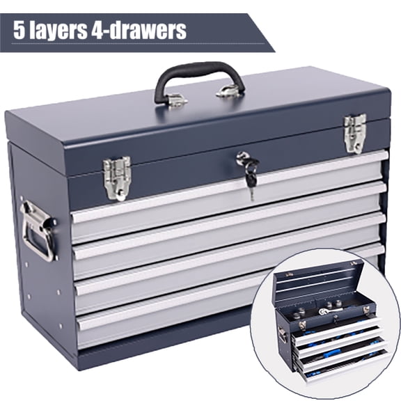 Elleree 21-inch Portable Tool Chest with Drawers,EVA Liners,Handle On Top,Metal Tool Box Storage Cabinet ,Garage Mechanic Tool Organizer