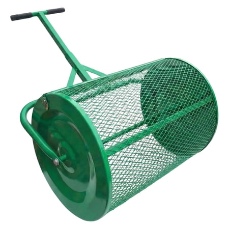 Elleree 24 inch Lawn & Garden Spreader,Pull Tow-Behind Peat Moss Seed and Compost Drop Spreader for Top Soil, Sand, Manure, Mulch, Top Dressing