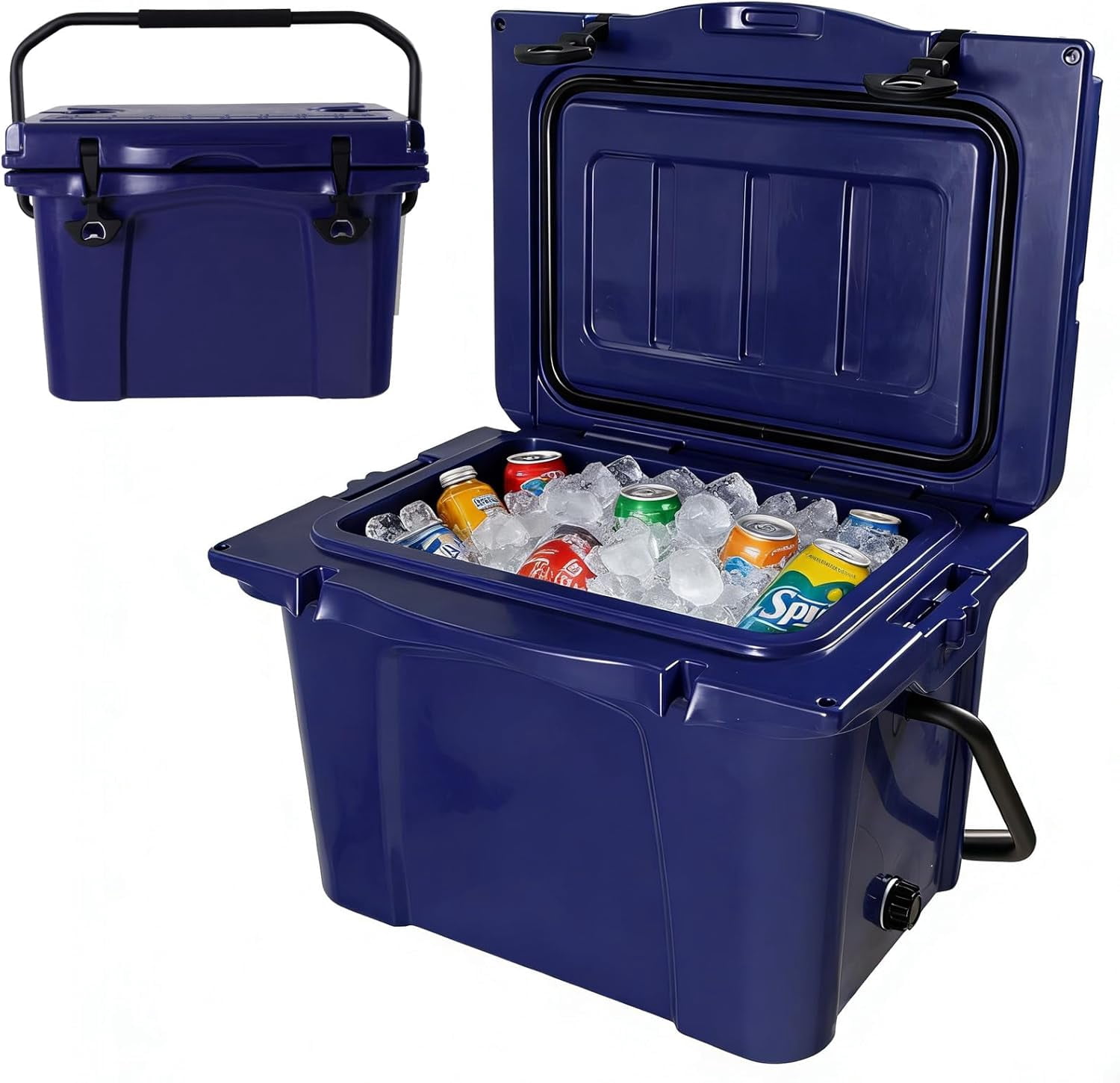 Elleree 25 Quart Hard Cooler, Portable Ice Chest with Bottle Opener, Forming Ruler, Heavy-Duty Beach Cooler Box for Camping Fishing Picnic BBQ Travel