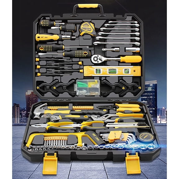 Elleree 266x Socket Wrench Car Auto Repair Tool Combination Package Ratcheting Screwdriver Mixed Tool Set Hand Tool Kit with Plastic Toolbox Storage Case