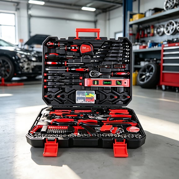 Elleree 266x Socket Wrench Car Auto Repair Tool Combination Set , Complete Household Hand Tool Kit with Ratcheting Screwdriver Mixed Tool & Toolbox Storage Case