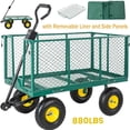 thumbnail image 1 of Elleree 880 Lbs Oversized Steel Garden Carts and Wagons,Heavy Duty Mesh Garden Dump Cart Wheelbarrow with Removable Sides and Liner for Yard Lawn, 1 of 12