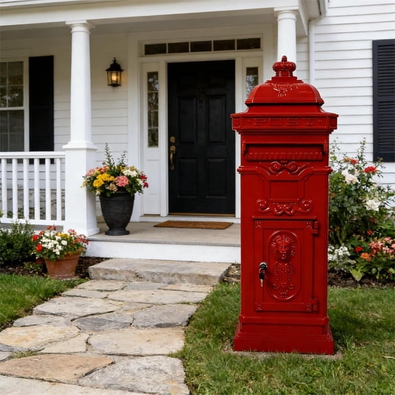 Elleree Cast Aluminum Large Mailboxes for Outside,Weatherproof Floor Standing Architectural Letter mail box for Homes Residential