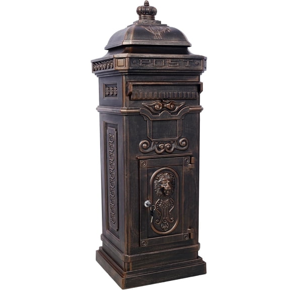 Elleree Cast Aluminum Large Mailboxes for Outside,Weatherproof Floor Standing Postbox Architectural mailboxes with Lock for Homes