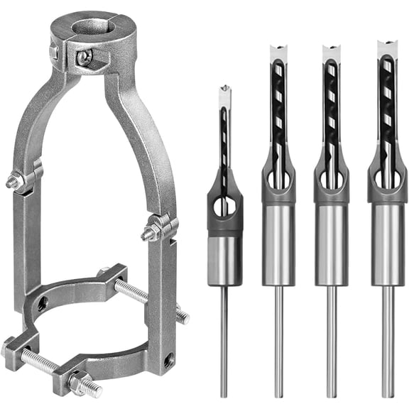 Elleree Square Hole Drill Bit & Adapter Set for Wood ,Mortising Chisel Set Drill Press Hollow Chisel Mortise Drill Tool for Mortise Machine Bench Drill & Hand Drill.