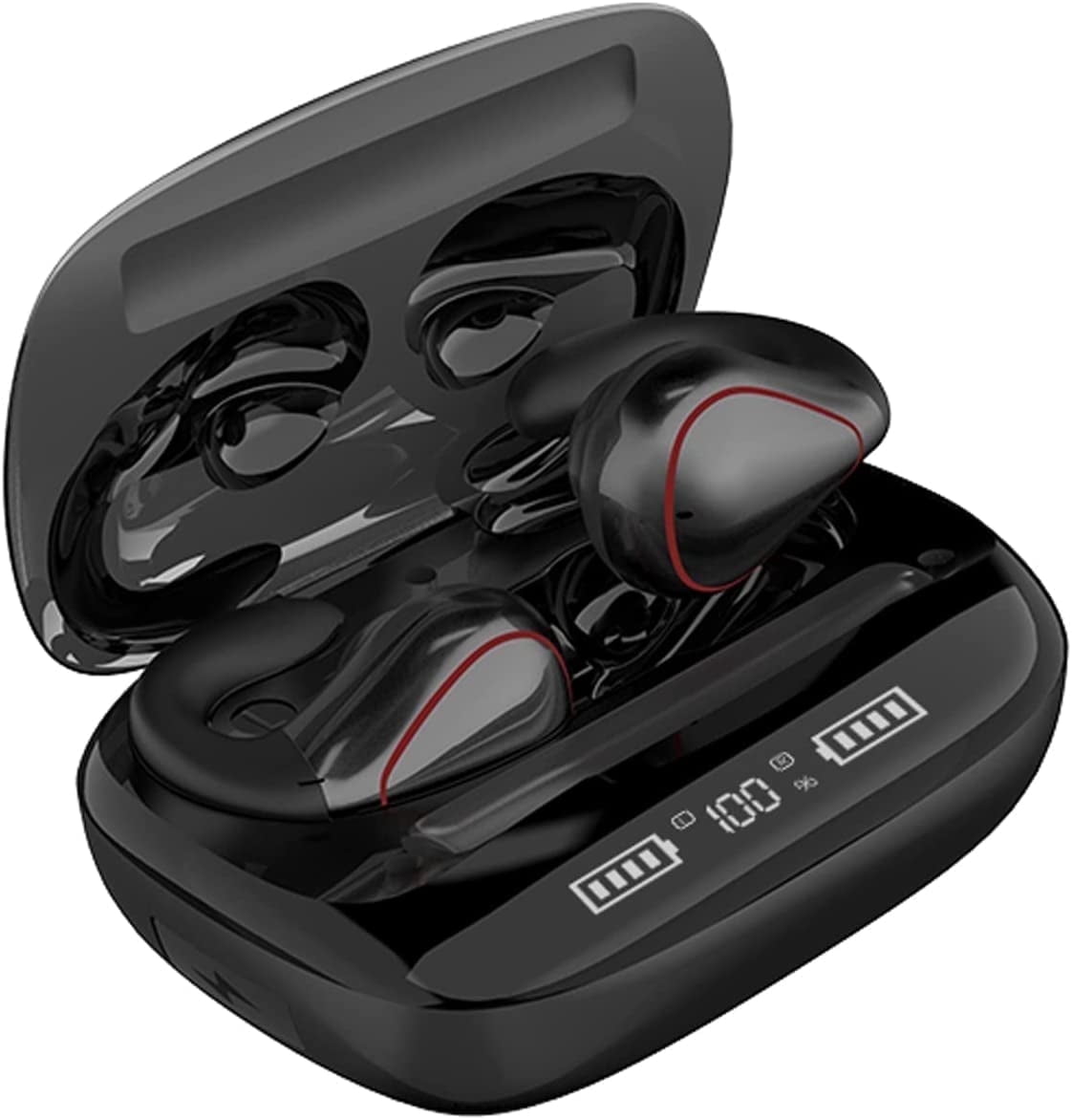 Elleryy T20 True Wireless Open-Ear Bluetooth Headphones for Sports, Built-in Mic, Black, 1Pack