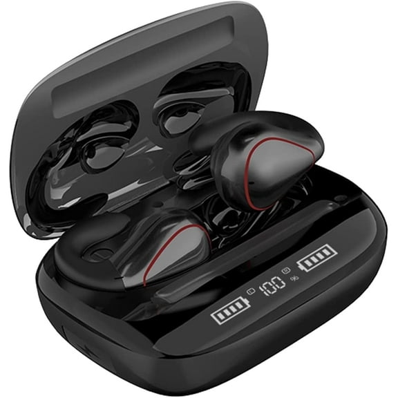 Elleryy T20 True Wireless Open-Ear Bluetooth Headphones for Sports, Built-in Mic, Black, 1Pack