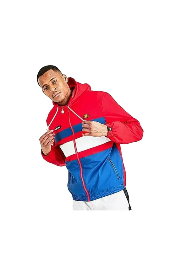 Nucci Full-Zip Windbreaker Mens Active Shirts & Tees Size L, Color: Red/White