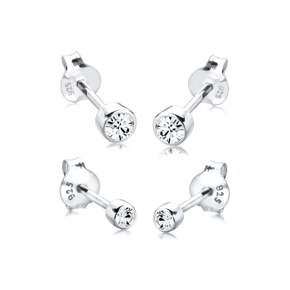 Elli Oorbellen Dames Set Basis met Kristallen in 925 Sterling Zilver (Audiobook)