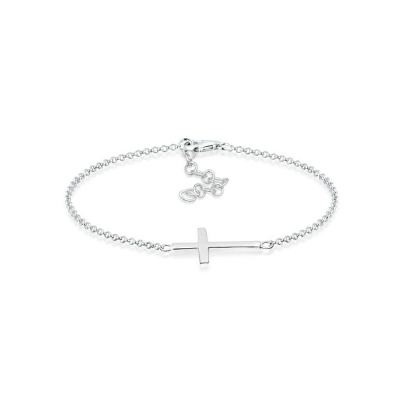 Elli by Julie & Grace Cross Bracelet 925 Silver, 6.30 -7.48 Inches For Women