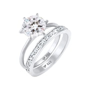 Elli by Julie & Grace Crystal Eternity Wedding Ring Duo Set 925 Silver