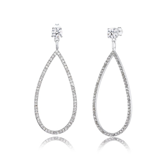Elli by Julie & Grace Crystal Long Drop Earrings 925 Silver For Women