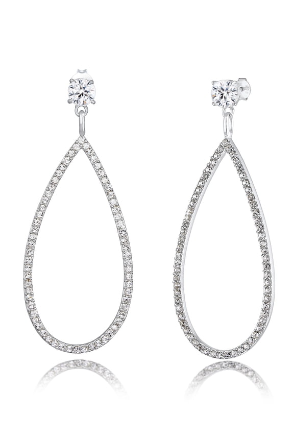 Elli by Julie & Grace Crystal Long Drop Earrings 925 Silver For Women