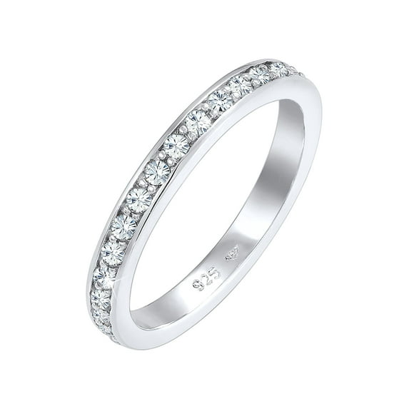 Elli by Julie & Grace Crystals Women Eternity Engagement Band Wedding Ring 925 Silver Size 5-10