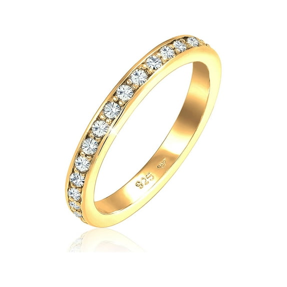 Elli by Julie & Grace Crystals Women Eternity Engagement Ring 18K gold 925 Silver Size 5-10