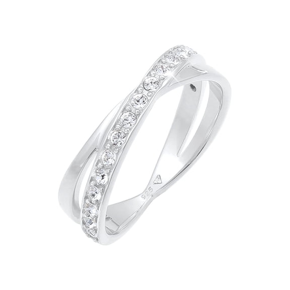 Elli by Julie & Grace Crystals Women Twisted Ring 925 Silver Size 6-8