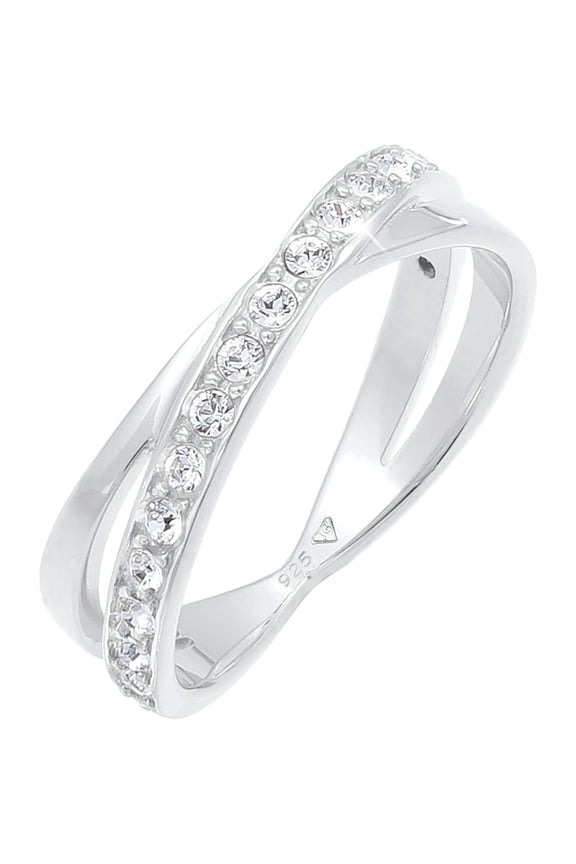 Elli by Julie & Grace Crystals Women Twisted Ring 925 Silver Size 6-8