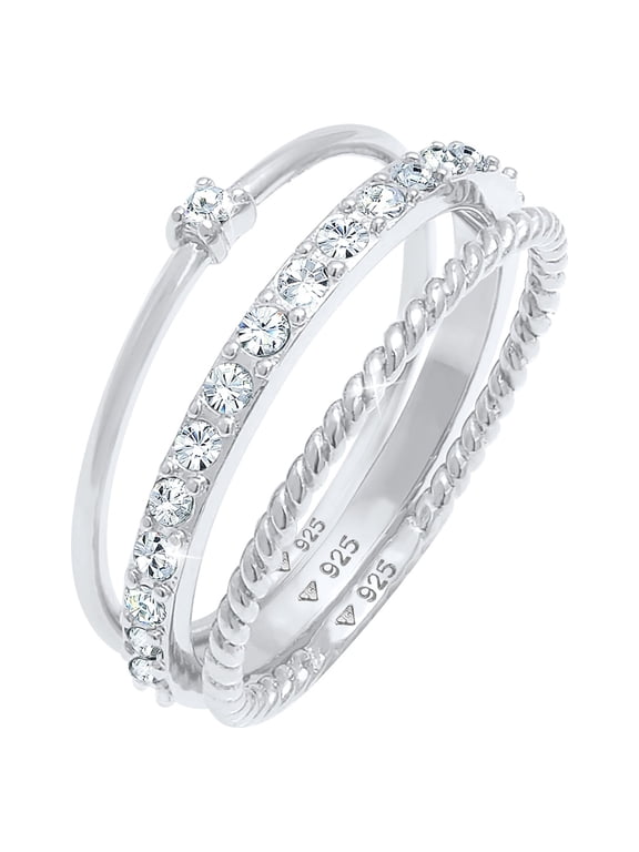 Elli by Julie & Grace Crystals stacking ring set of 3 925 silver