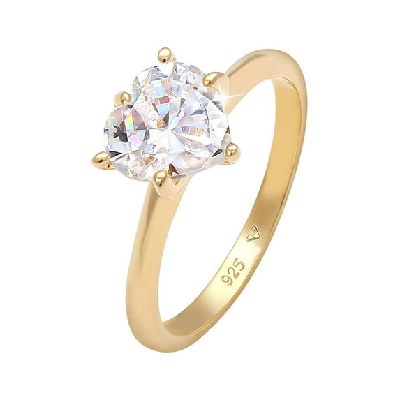 Elli by Julie & Grace Cubic Zirconia Engagement Ring 18K Gold 925 Silver Size 6-8