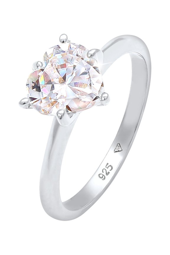 Elli by Julie & Grace Cubic Zirconia Engagement Ring 925 Silver Size 6-8