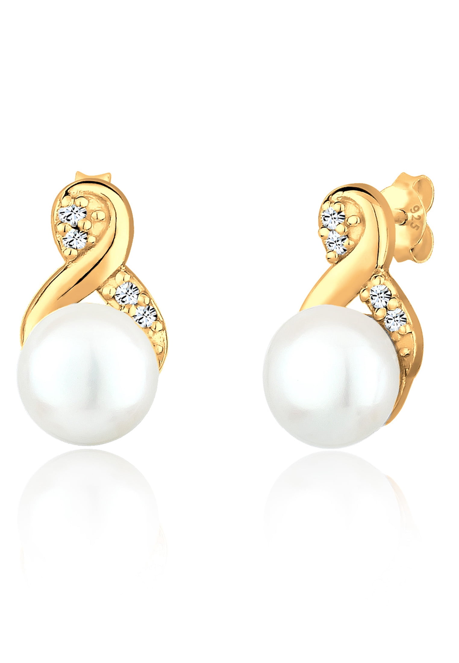 Elli Orecchini A Infinito In Argento 925 Con Perle D'acqua Dolce E Cristalli Swarovski - Rosa - 3