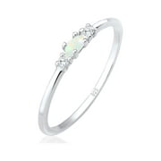 Elli by Julie & Grace Marquise Opal and Zirconia Cocktail Ring Silver