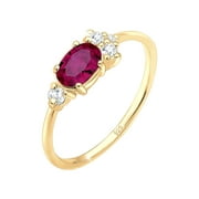 Elli by Julie & Grace Oval-Cut Red Ruby and Zirconia Cocktail Ring