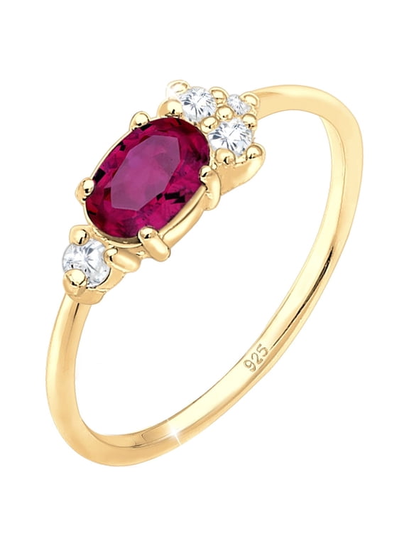 Elli by Julie & Grace Oval-Cut Red Ruby and Zirconia Cocktail Ring