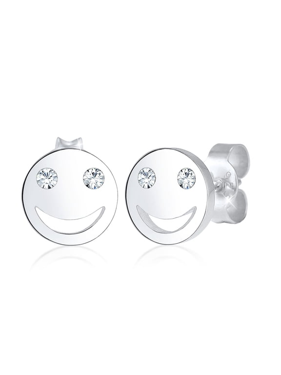 Elli by Julie & Grace Smile Face Emoji Crystals Earring 925 Silver For Women