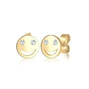 Elli by Julie & Grace Smile Face Emoji Crystals Earring 925 Silver For Women