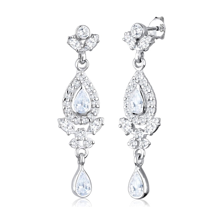 Sparkling Silver Crystal Tear Drop Earrings – Rachelle  Sparkling Silver Crystal Drop Earrings display picture 1