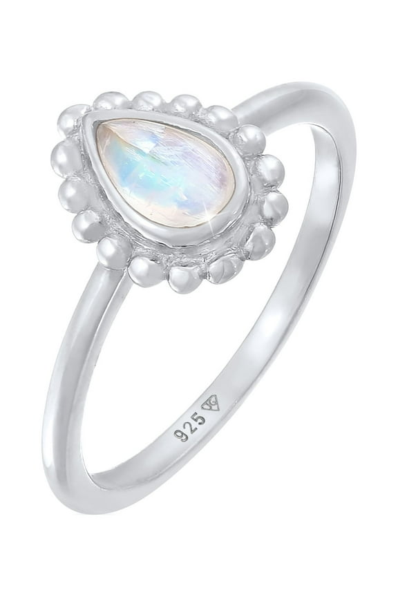 Elli by Julie & Grace Vintage Drop Moonstone Ring 925 Silver Size 6- 8