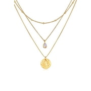 Elli by Julie & Grace Women 16" Moonstone Layer Necklace 925 Silver