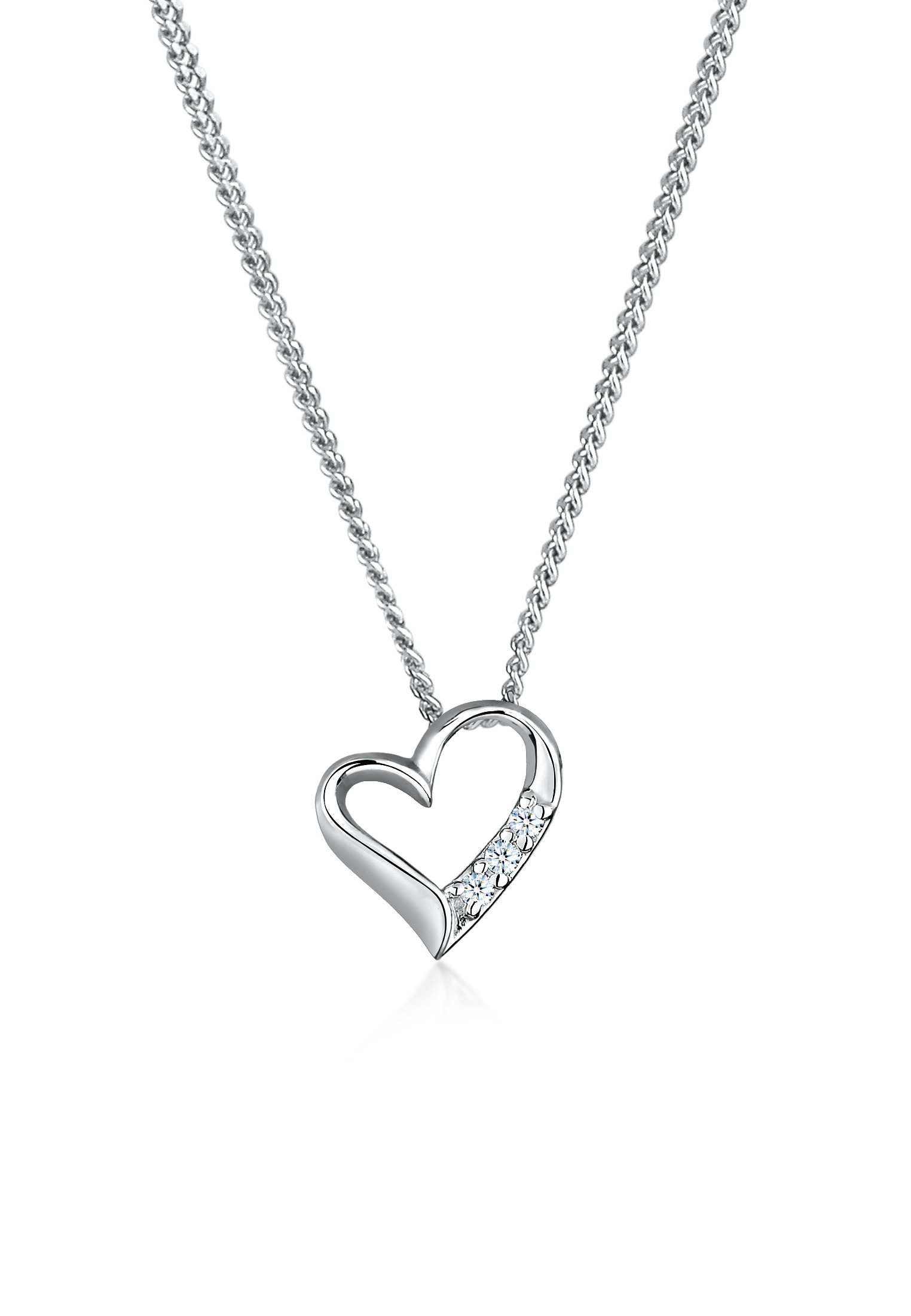 Elli by Julie & Grace Women 18" Diamond (0.04 ct.) Heart Necklace 925 Silver