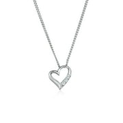 Elli by Julie & Grace Women 18" Diamond (0.04 ct.) Heart Necklace 925 Silver