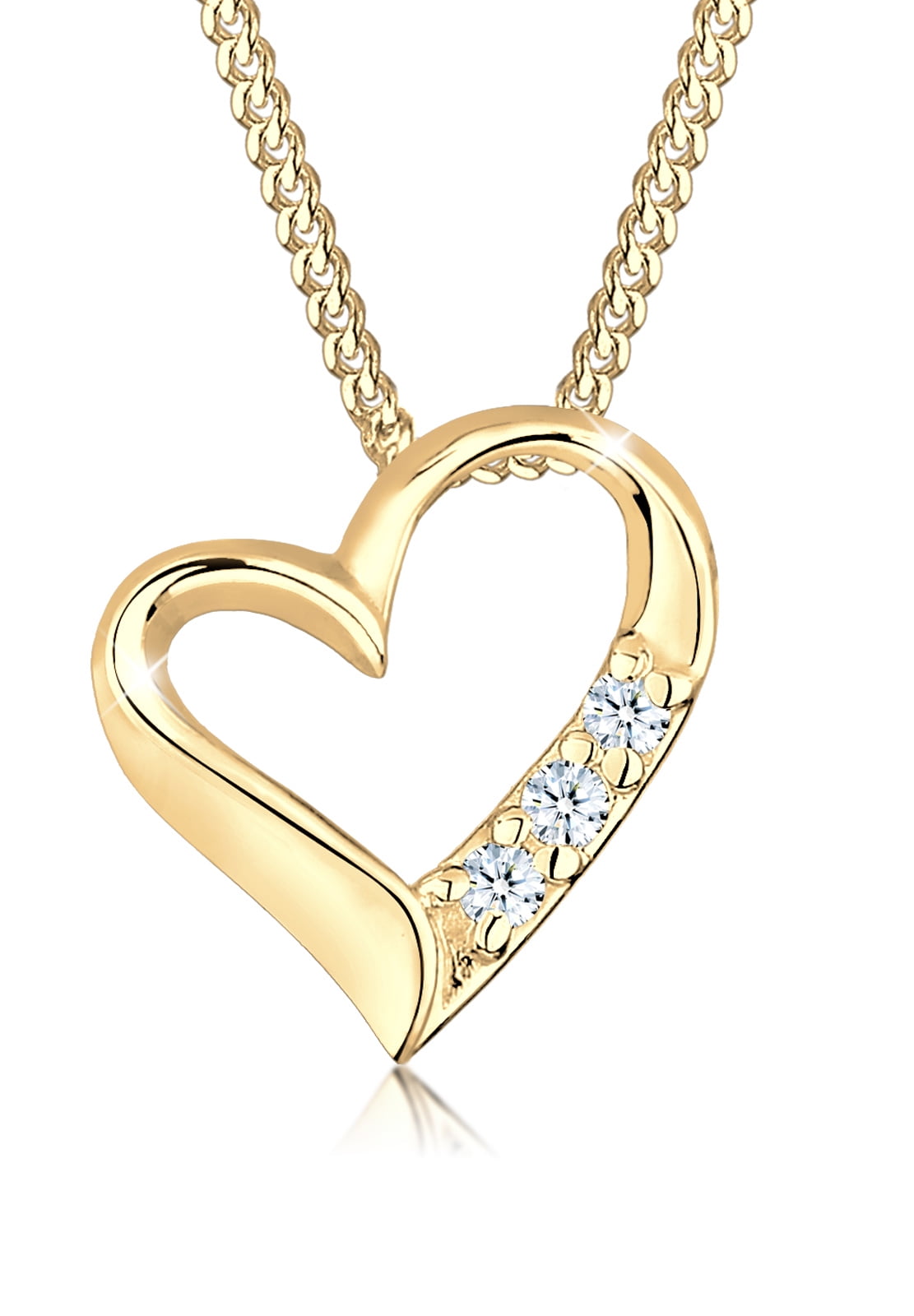 Elli by Julie & Grace Women 18" Diamond (0.045 ct.) Heart Necklace 18K Gold 925 Silver