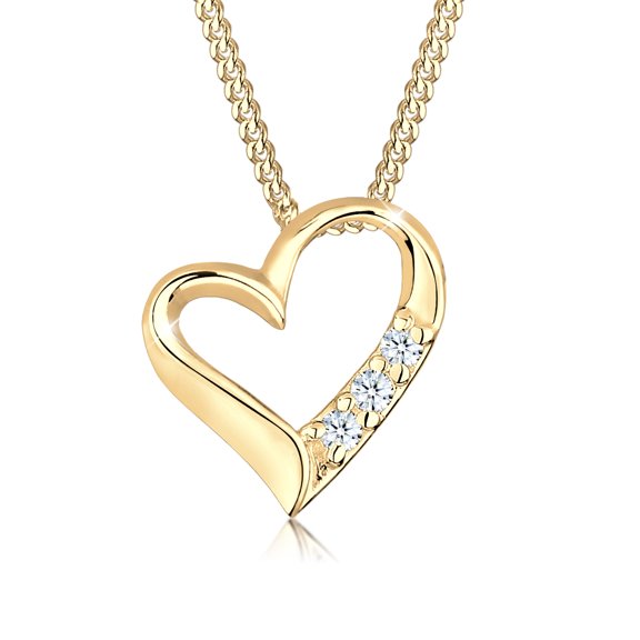 Elli by Julie & Grace Women 18" Diamond (0.045 ct.) Heart Necklace 18K Gold 925 Silver