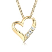 Elli by Julie & Grace Women 18" Diamond 0.045 ct. Heart Necklace 18K Gold 925 Silver