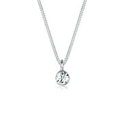 Elli by Julie & Grace Women 18" Round Cut Solitaire Necklace 925 Silver