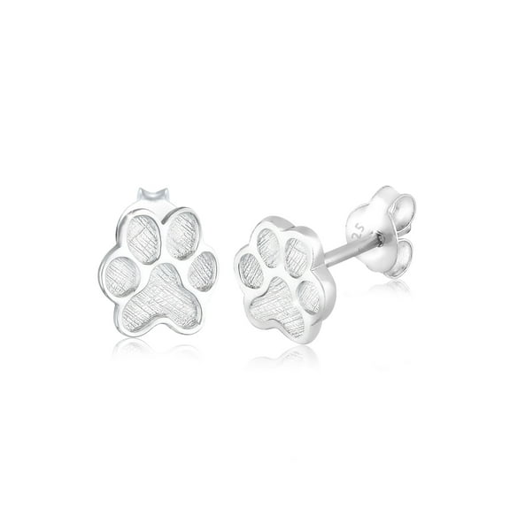 Elli by Julie & Grace Women Dog Cat Puppy Paw Stud Earrings 925 Silver
