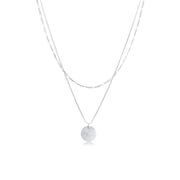 Elli by Julie & Grace Women Layered Chain Necklace with Bar-Disc 925 Silver