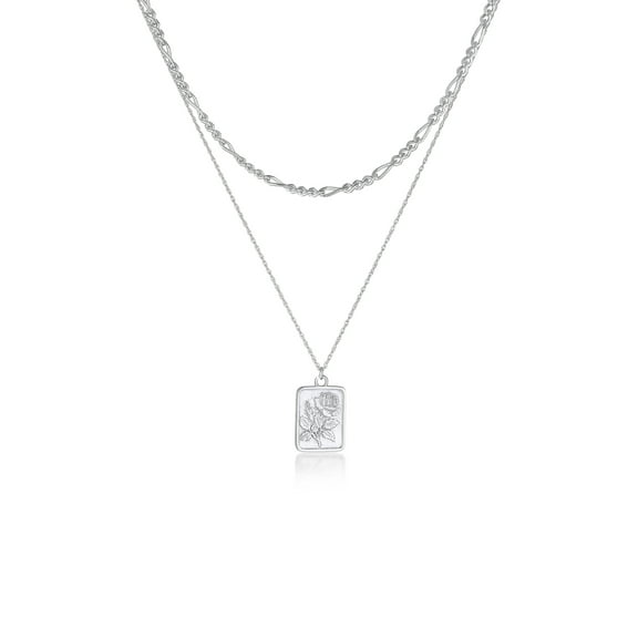 Elli by Julie & Grace Women Layered Chain Necklace with Rose 925 Silver