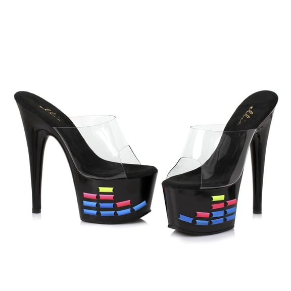Ellie 709-Equalizer Women's 7 Inch Stiletto Mule With Neon Equalizer Pattern