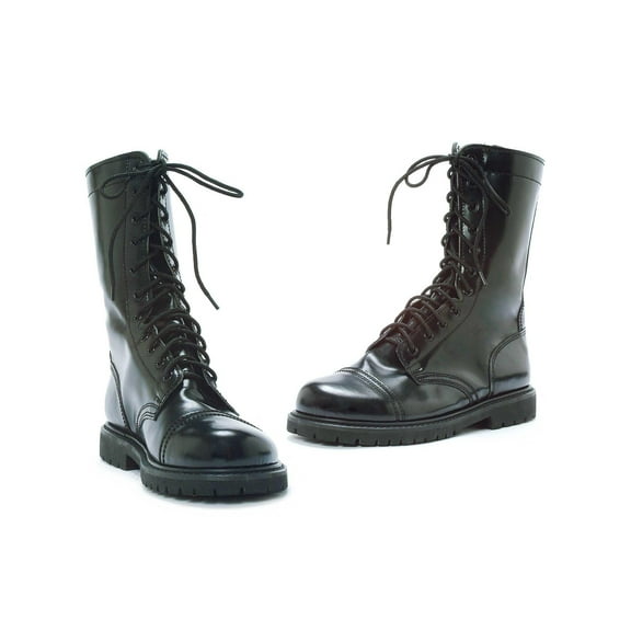 Ellie Adult Combat Boots Lace Up, 1'' Heel, Black