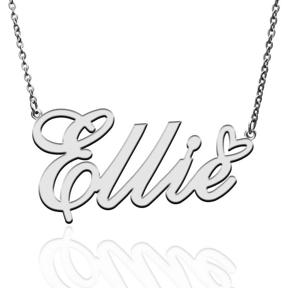 Ellie Custom Name Necklace Customized Personalized Plated Name Necklace for Mother Daughter Friendship Women Valentine's Day Christmas Birthday New Year Silver