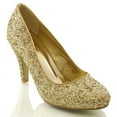 thumbnail image 1 of Ellie E-411-Shimmer 4" Heel Pointed Toe Womens Glitter Pumps Pewter Glitter / 12, 1 of 2