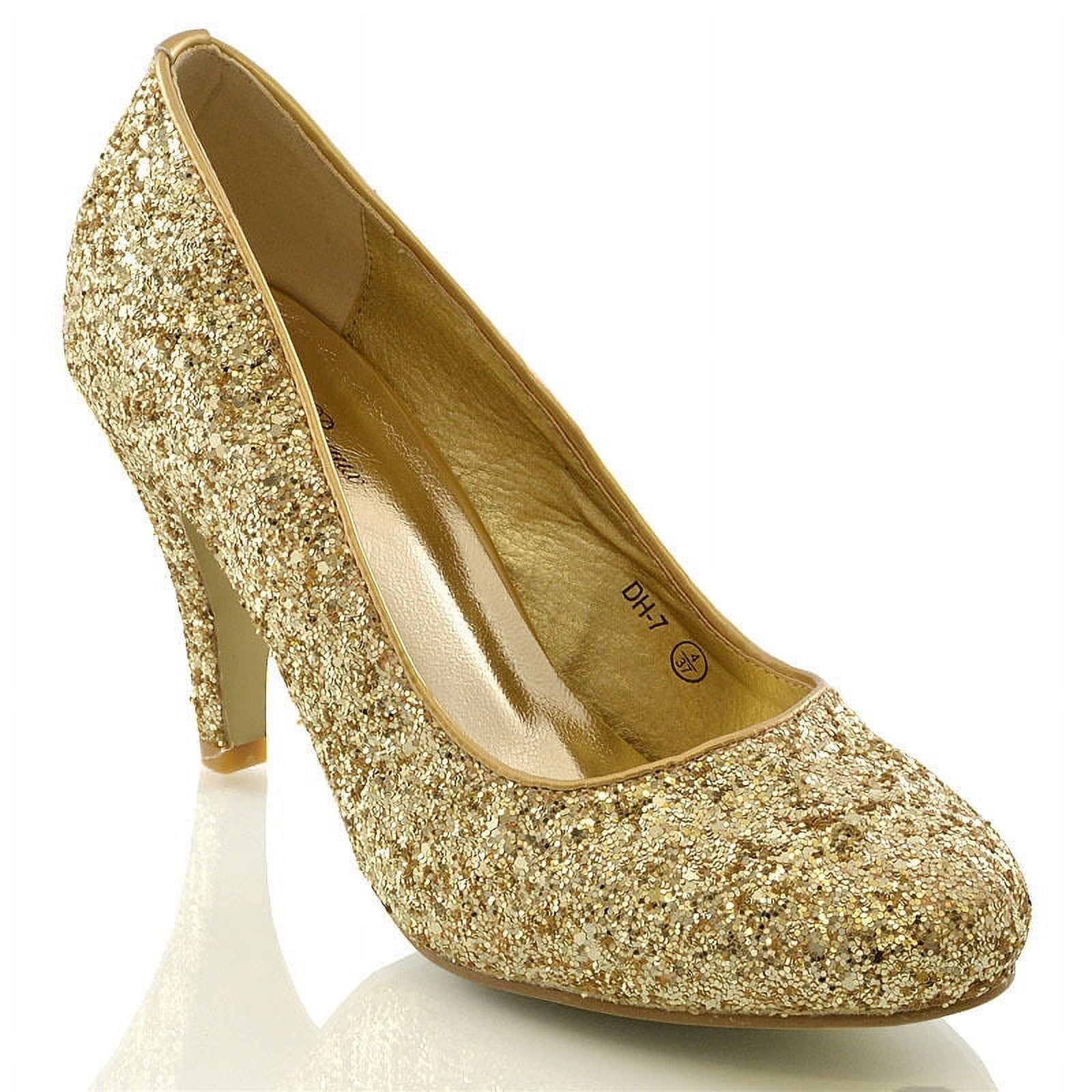 Ellie E 411 Shimmer 4 Heel Pointed Toe Womens Glitter Pumps Gold Glitter 12 Walmart Business Supplies