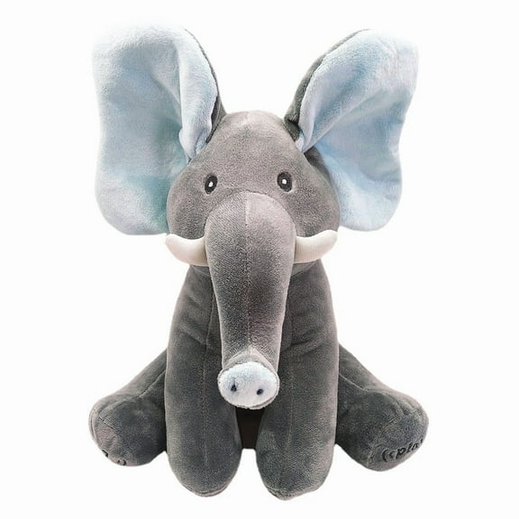 Ellie The Elephant - Musical Peek-a-Boo Elephant Toy - Interactive Stuffed Baby Animal with Moving Ears for Baby - Hide and Seek Fun - Elephant Plush Baby Toy（No battery included）
