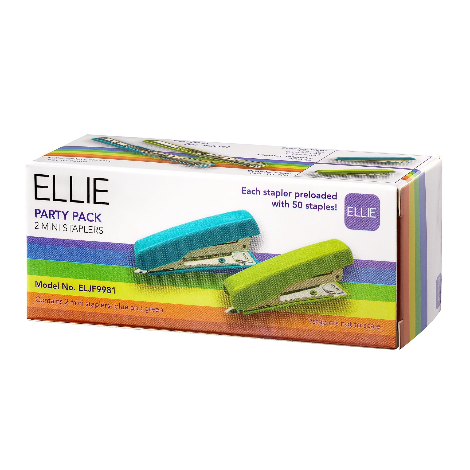 Ellie Green and Blue Mini Staplers - 2 Pack Travel Stapler Set
