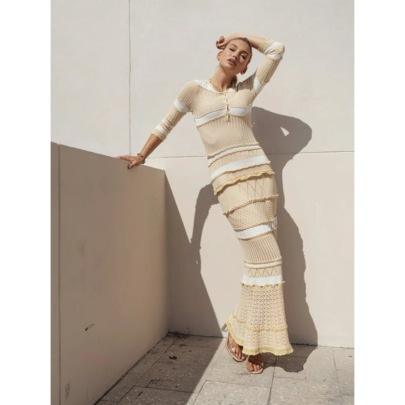 Ellie Makir Nude Knitted Dress